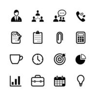 ícones de negócios e escritório com fundo branco vetor