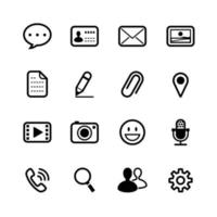 ícones de bate-papo para aplicativo com fundo branco vetor