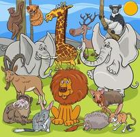 grupo de personagens de animais selvagens de desenho animado