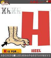 letra h do alfabeto com parte do corpo do calcanhar dos desenhos animados vetor