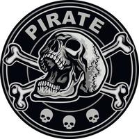 emblema pirata com caveira, grunge vintage design t shirtschevron com caveira-09.eps vetor