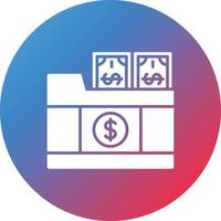 ícone de fundo gradiente de círculo de glifo de pasta de dinheiro vetor