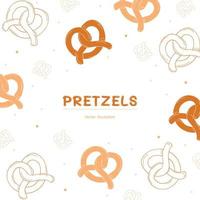 fundo de pretzel, desenho à mão delicioso doce ilustração vetorial. vetor