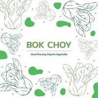 bok choy mão desenhada fundo vegetal, ilustração vetorial. vetor