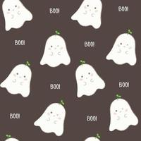 fantasma de halloween branco bonito em fundo escuro, ilustração em vetor padrão sem emenda.