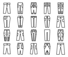 conjunto de ícones de calças de calças vetor