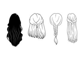 vetor de modelo de design de ícone de ilustração de arte de linha de cabelo de mulher