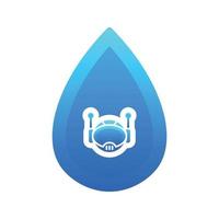 ícone de modelo de design de logotipo gradiente de água robô vetor