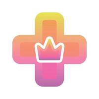 ícone de modelo de design de logotipo gradiente de coroa médica vetor