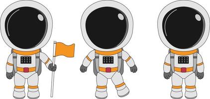 gráfico de desenho animado de astronauta fofo vetor
