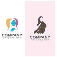 design de ilustração vetorial de modelo de logotipo de mulher muçulmana hijab vetor