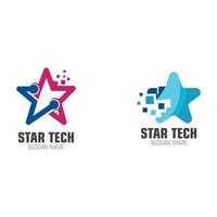 estrela com ilustração de design de tecnologia moderna de logotipo de tecnologia vetor