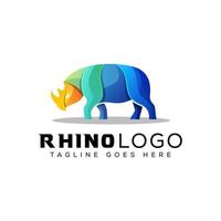 logotipo de rinoceronte colorido, modelo de vetor de logotipo de cor forte animal