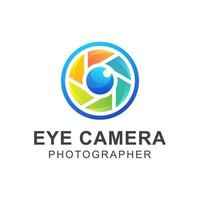 modelo de vetor de design de logotipo de fotógrafo de câmera de olho colorido moderno