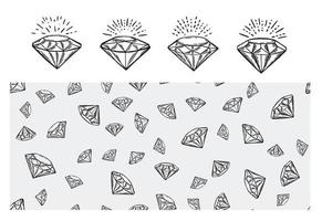 conjunto de diamantes, estilo desenhado à mão, ilustração vetorial. vetor