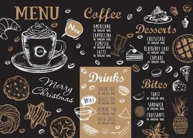 cardápio do café. menu de café do restaurante, design de modelo. panfleto de comida. vetor