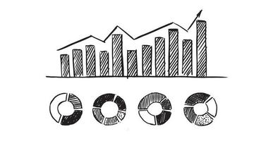 ícones de gráficos e gráficos, conjunto desenhado à mão. vetor