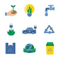 design de conjunto de ícones do dia do meio ambiente vetor