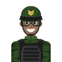 vetor plano simples colorido de soldado do exército, um sargento, ícone ou símbolo, ilustração vetorial de conceito de pessoas.