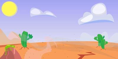 paisagem do oeste selvagem cactos deserto ilustração vetorial de clima ensolarado