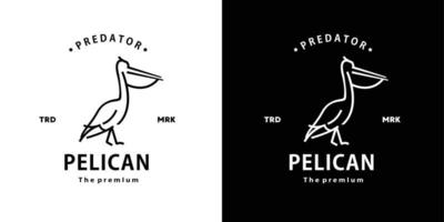 vintage retrô hipster pelicano logotipo vetor contorno ícone de arte monoline