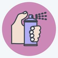 ícone segurando o frasco de spray. adequado para o símbolo de ações de mão. estilo de companheiro de cor. design simples editável. vetor de modelo de design. ilustração de símbolo simples