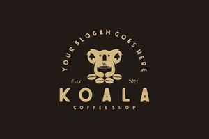 logotipo do café coala vintage, inspiração do logotipo do café vetor