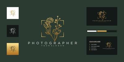 modelos minimalistas de logotipo de florista de casamento e fotografia. vetor