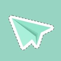 linha de adesivo corte avião de papel. adequado para o símbolo de interface web. design simples editável. vetor de modelo de design. ilustração de símbolo simples