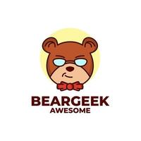 modelos de design de logotipo de urso geek vetor