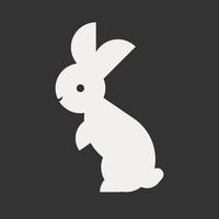 modelo de design de vetor de ícone de logotipo de coelho preto e branco