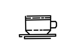 ilustração de arte de linha de ícone de xícara de café no fundo branco vetor