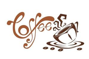 xícara de café desenhando padrão de arte decorativa em xícara em fundo branco vetor