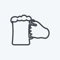 ícone segurando o copo de cerveja. adequado para o símbolo de ações de mão. estilo de linha. design simples editável. vetor de modelo de design. ilustração de símbolo simples