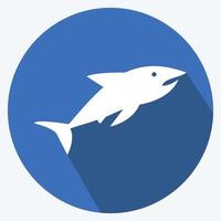 ícone tubarão 2. adequado para o símbolo do mar. estilo de sombra longa. design simples editável. vetor de modelo de design. ilustração de símbolo simples