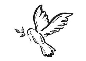 pomba da paz ilustração desenhada à mão. vetor