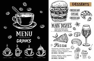menu de restaurante, design de modelo... panfleto de comida. estilo desenhado à mão. ilustração vetorial.