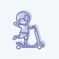 brinquedo ícone na scooter. adequado para símbolo de brinquedo. estilo de dois tons. design simples editável. vetor de modelo de design. ilustração de símbolo simples