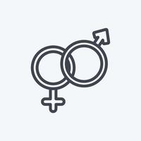 ícone masculino e feminino. apropriado para o símbolo do casamento. estilo de linha. design simples editável. vetor de modelo de design. ilustração de símbolo simples