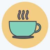 xícara de café ícone. adequado para símbolo de festa. estilo de companheiro de cor. design simples editável. vetor de modelo de design. ilustração de símbolo simples