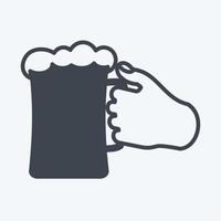 ícone segurando o copo de cerveja. adequado para o símbolo de ações de mão. estilo de glifo. design simples editável. vetor de modelo de design. ilustração de símbolo simples