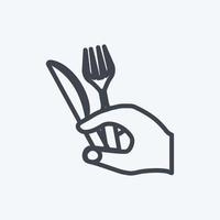 ícone segurando garfo e faca. adequado para o símbolo de ações de mão. estilo de linha. design simples editável. vetor de modelo de design. ilustração de símbolo simples