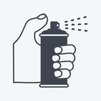 ícone segurando o frasco de spray. adequado para o símbolo de ações de mão. estilo de glifo. design simples editável. vetor de modelo de design. ilustração de símbolo simples