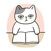 gato bonito dos desenhos animados não gosta de ler o vetor do livro.