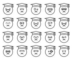 conjunto de emoticons de estudante mudo