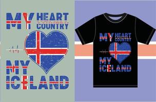 meu coração, meu país, minha Islândia. desenho vetorial de tipografia vetor