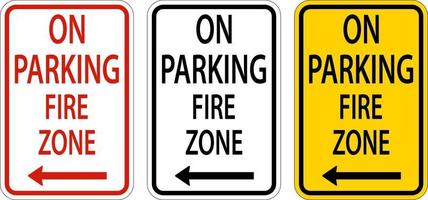 nenhuma zona de incêndio de estacionamento, sinal de seta para a esquerda no fundo branco vetor