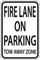 pista de incêndio sem sinal de zona de reboque de estacionamento em fundo branco vetor