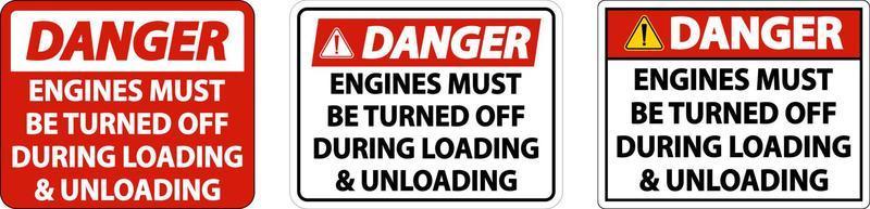 motores de perigo devem ser desligados sinal em fundo branco