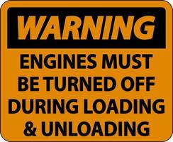 motores de aviso devem ser desligados sinal em fundo branco vetor